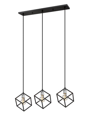 Vertical 3 Light Island/Billiard in Matte Black + Brushed Nickel Finish