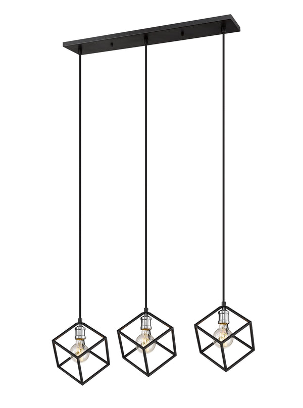 Vertical 3 Light Island/Billiard in Matte Black + Brushed Nickel Finish