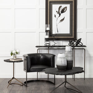 Omega I Small Black Metal Stacked Ring Table Candle Holder