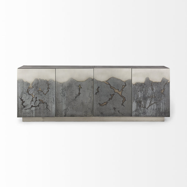 Roxdale 82.0L x 18.0W x 29.0H Acid Wash Metal Sideboard