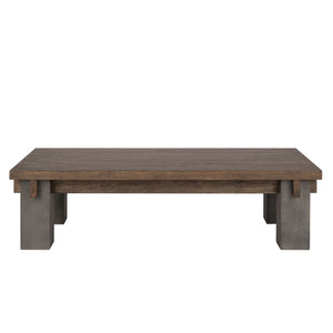 Dallas Solid Wood Coffee Table - Antique Brown/Dark Gray