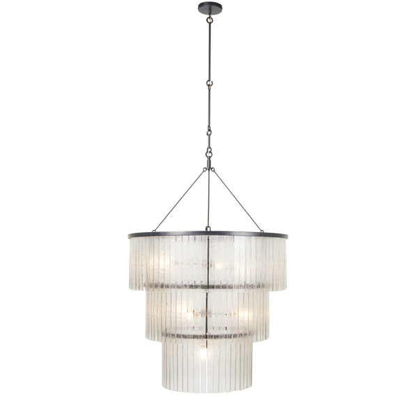 Meredith Large Chandelier in Clear Textured Glass