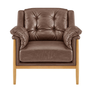 Larry Faux Leather Tufted Accent Arm Chair, Casa Brown