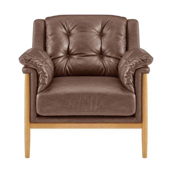 Larry Faux Leather Tufted Accent Arm Chair, Casa Brown
