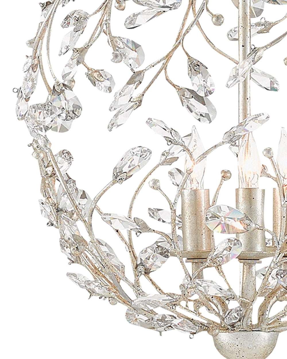 Crystal Bud Silver Orb Chandelier In Silver Granello