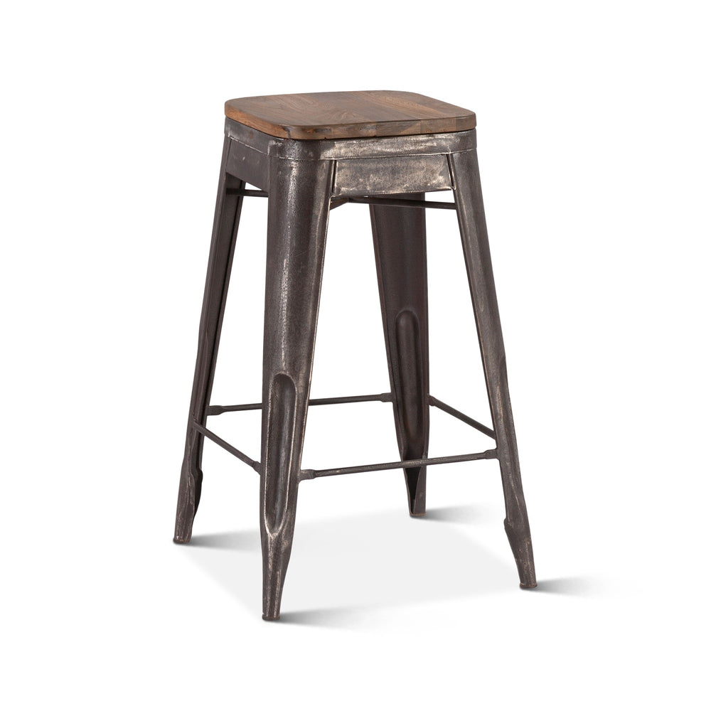 Eiffel 12" Barstool, Teak Top
