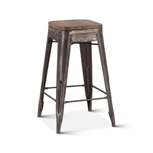 Eiffel 12" Barstool, Teak Top