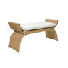 ARCHED BENCH IN WOVEN WATER HYACINTH WITH PERFORMANCE IVORY LINEN CUSHION