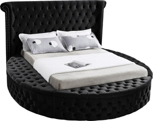 Lorena Queen Bed In Black Velvet