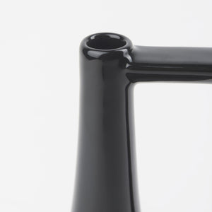 Burton 11.6H Medium Glossy and Matte Black Ceramic Jug Vase