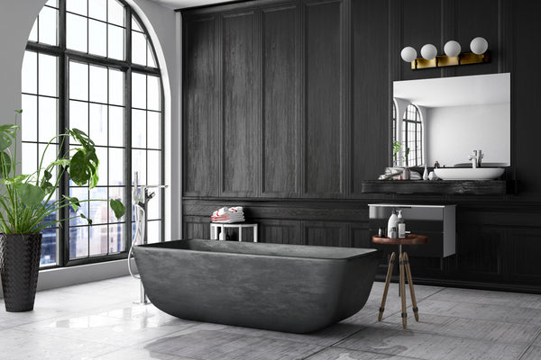 Parsons 4 Light Vanity in Matte Black + Olde Brass Finish