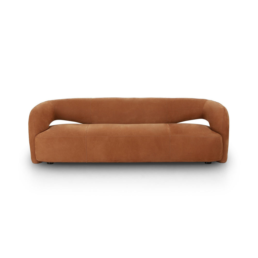 Mazie Sofa In Nubuck Cognac And Burnt Umber