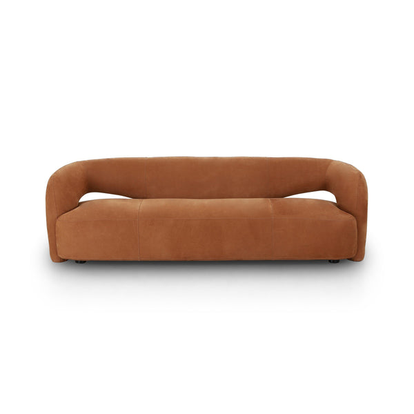 Mazie Sofa In Nubuck Cognac And Burnt Umber