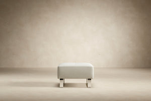 DELUXE EXCESS OTTOMAN in MIXED DANCE NATURAL FABRIC WITH Chrome legs 527