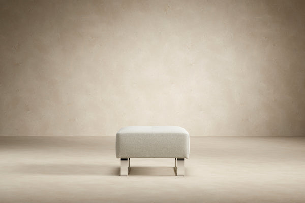 DELUXE EXCESS OTTOMAN in MIXED DANCE NATURAL FABRIC WITH Chrome legs 527