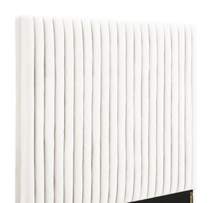 Arabelle White Velvet Bed in King