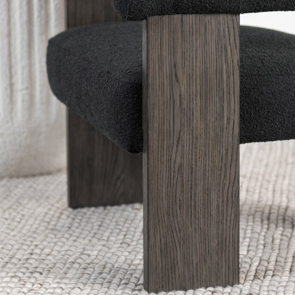 Julina Upholstered Accent Chair with Oak Frame - Charcoal