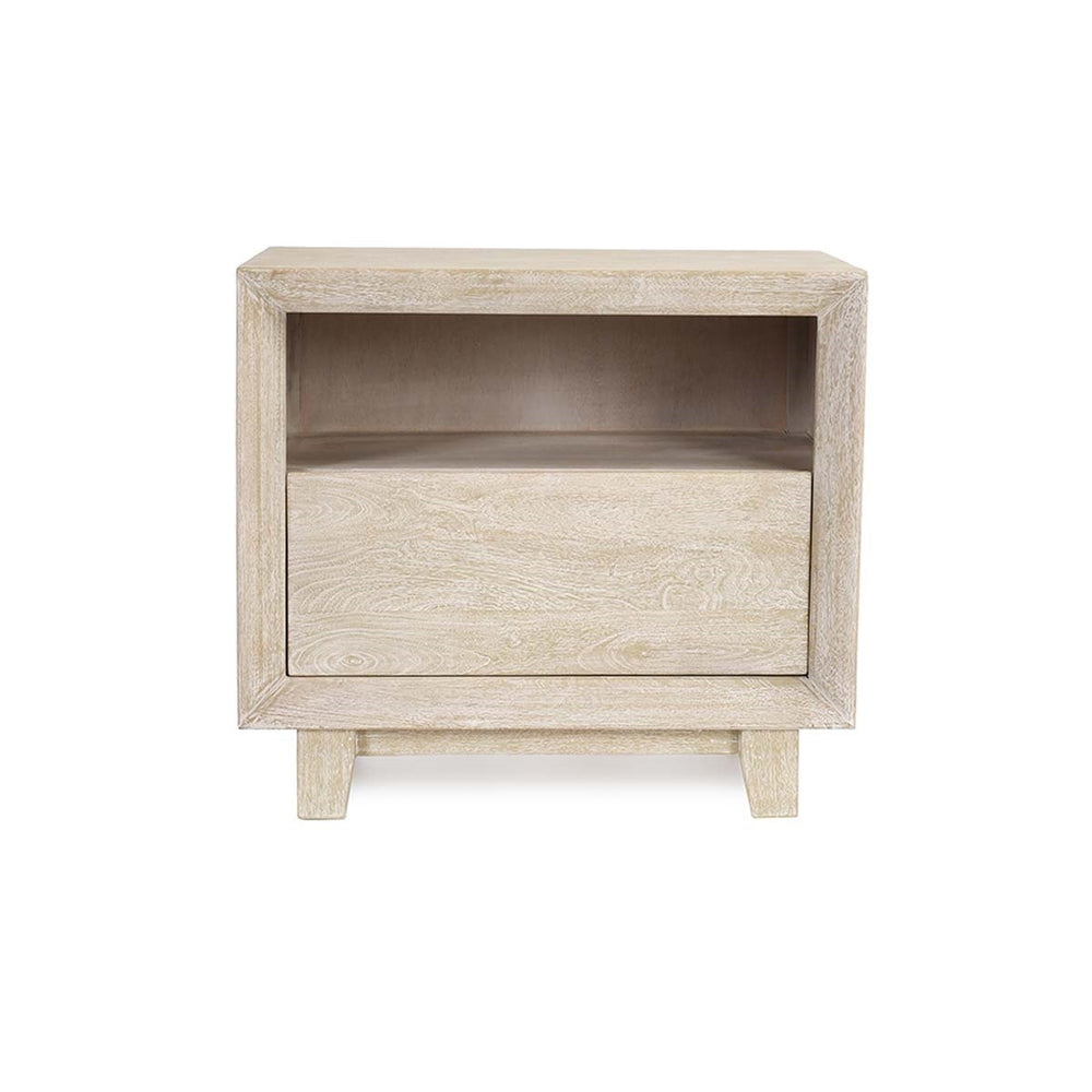 Reece Solid Wood Nightstand with Shelf in Seashell White