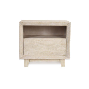 Reece Solid Wood Nightstand with Shelf in Seashell White