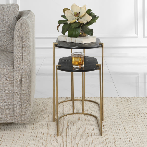 Aztec Wood Nesting Tables, Set/2