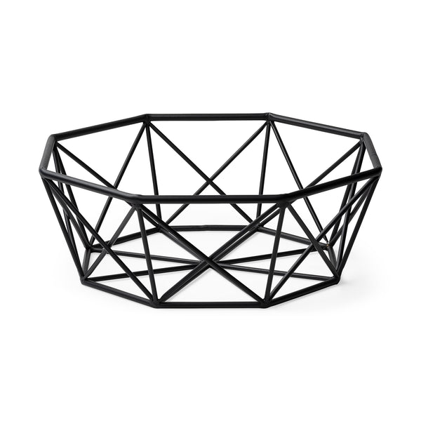 Davy 17L x 17W Black Metal Large Hexagonal Bowl