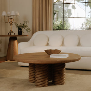 Treccia Round Coffee Table in Natural Oak