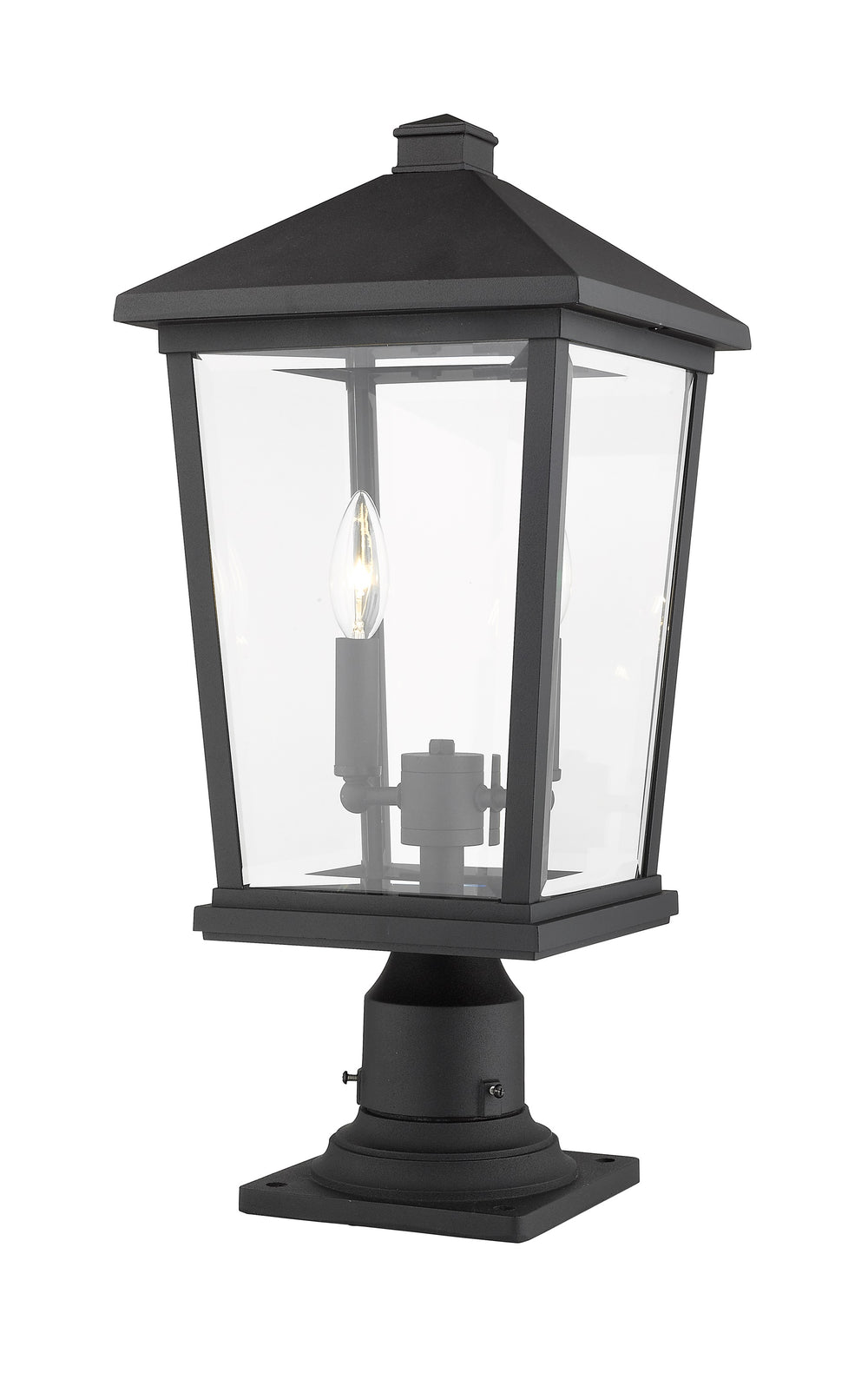 Beacon 2 Light Outdoor Pier Mounted Fixture in Black Finish