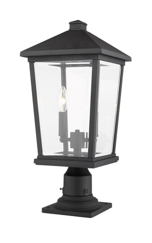 Beacon 2 Light Outdoor Pier Mounted Fixture in Black Finish