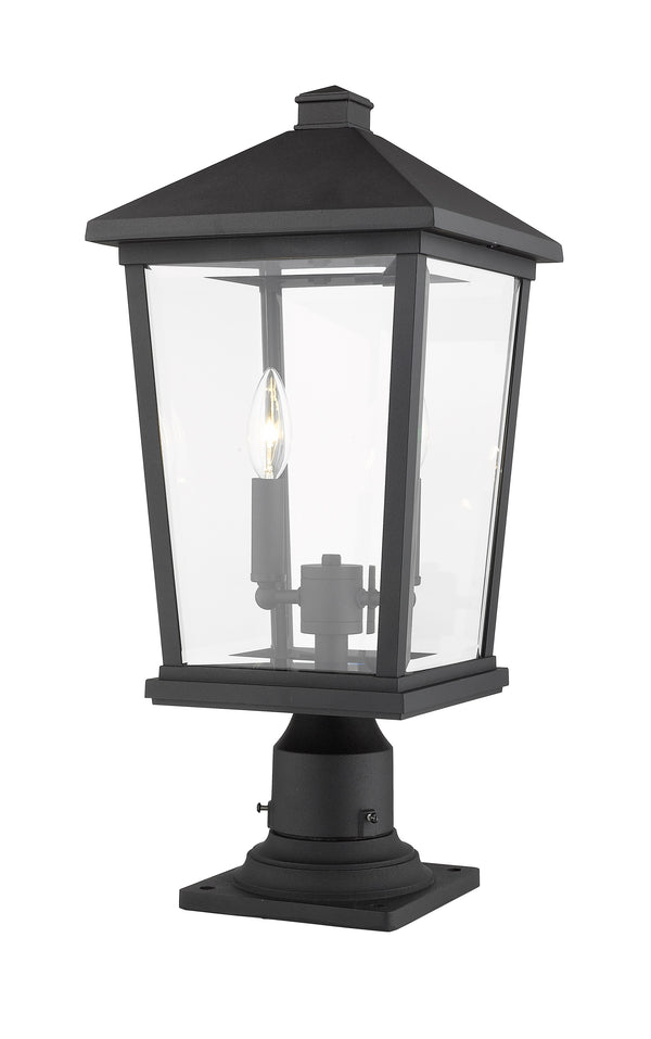 Beacon 2 Light Outdoor Pier Mounted Fixture in Black Finish