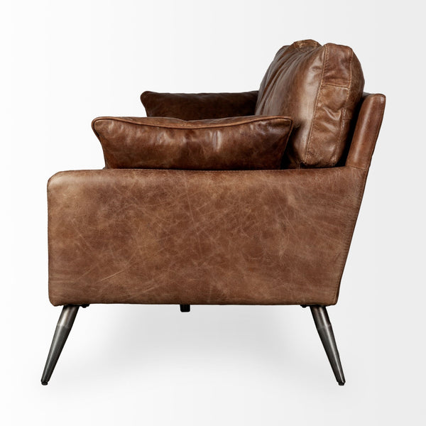 Cochrane II 82L x 33W x 32.25H Brown Leather Three Seater Sofa