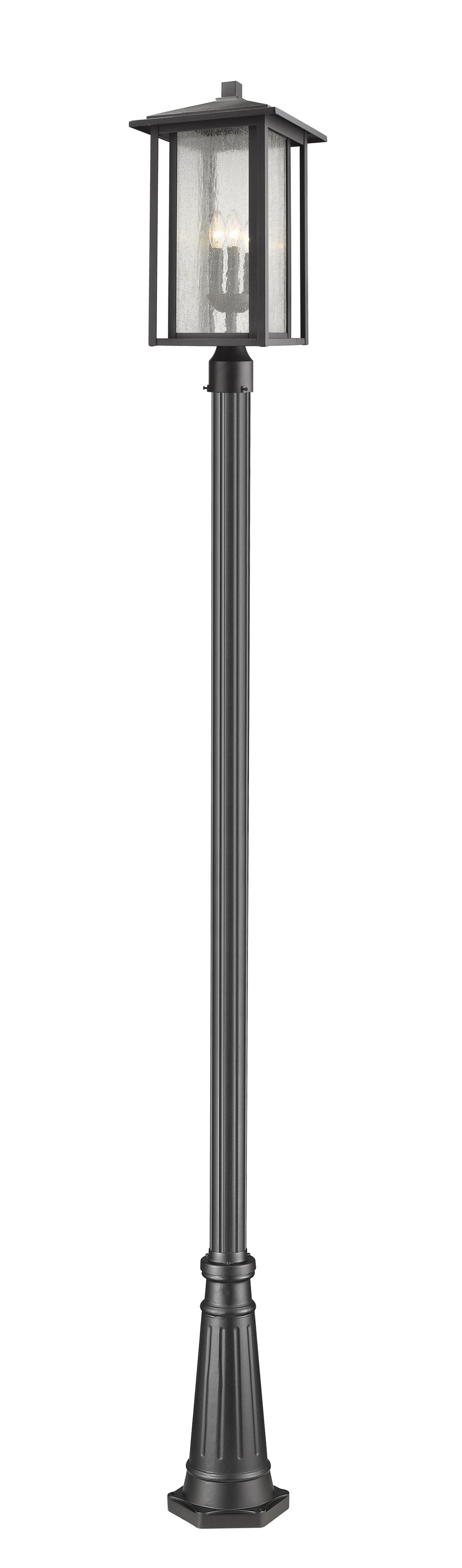 Aspen 3 Light Outdoor Post Mounted Fixture in Black Finish