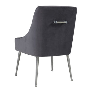 Beatrix Grey Velvet Side Chair with Silver Leg