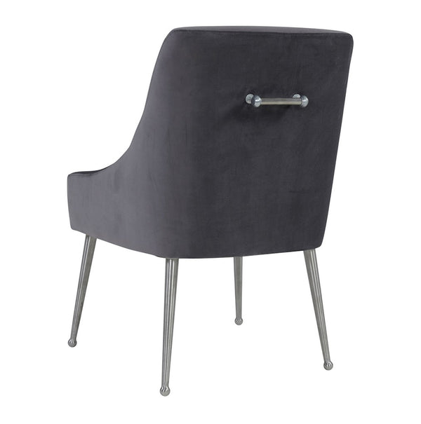 Beatrix Grey Velvet Side Chair with Silver Leg