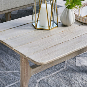 Dawn Outdoor Teak Coffee Table with Curved Edges - Gray