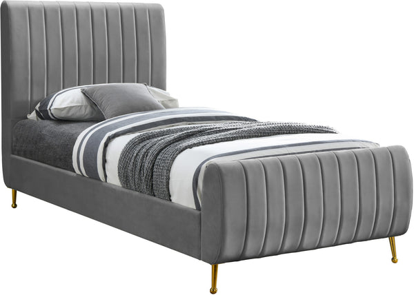 Marcos Twin Bed In Grey Velvet