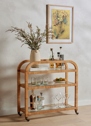 Dory Bar Cart In Honey Rattan