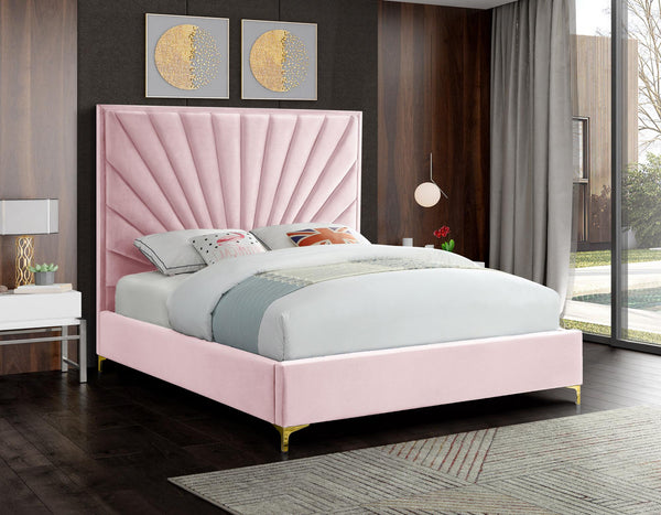Wilfred Full Bed In Pink Velvet