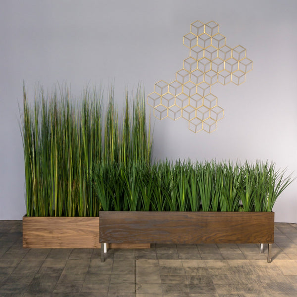 Liriope Grass in Dark Stained Custom Rectangle Pla