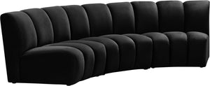 Lynda 3pc. Modular Sectional In Black Velvet