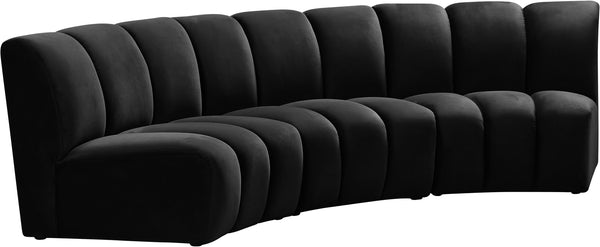 Lynda 3pc. Modular Sectional In Black Velvet