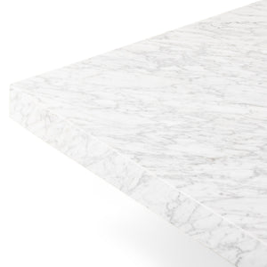 Bellamy Square Coffee Table In White Carrera Marble