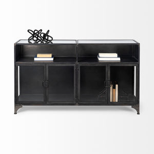 Pender 63" L Black Metal Glass Door Display Cabinet