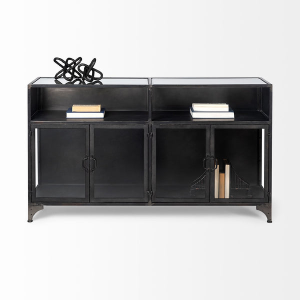 Pender 63" L Black Metal Glass Door Display Cabinet