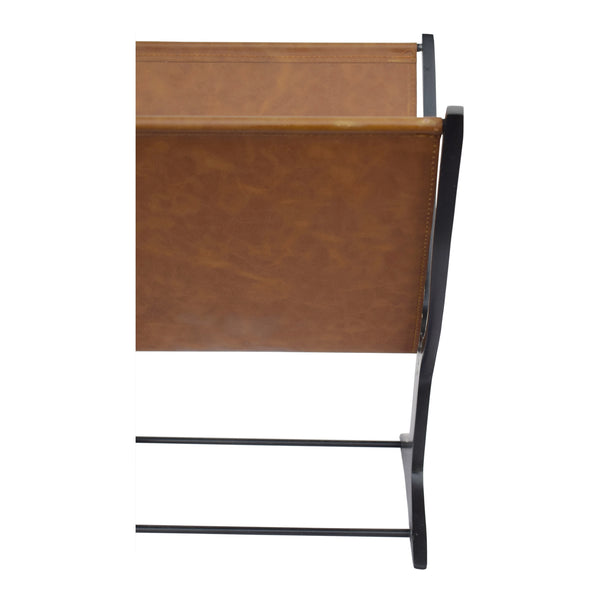 Moe's Ziff Magazine Holder in Brown Leather
