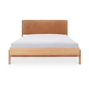 Colby King Bed with Leather Headboard and Oak Legs