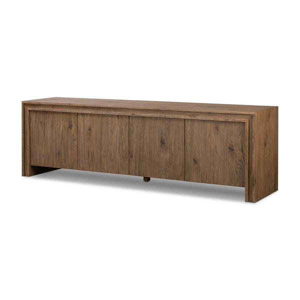 Chalmers Media Console In Weathered Oak Veneer