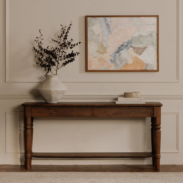 Moe's Russet Console Table with Drawers and Shelf