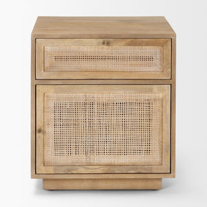 Grier Light Brown Wood w/ Cane Accent Table