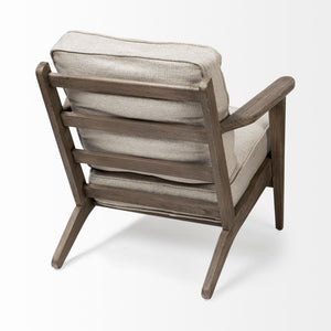 Olympus VI Beige Fabric Wrapped Wooden Frame Accent Chair