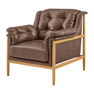 Larry Faux Leather Tufted Accent Arm Chair, Casa Brown
